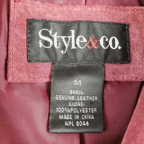 Style & Co Women's 14 Suede Leather Jacket Rusty Red Distressed Western Boho - Picture 3 of 8